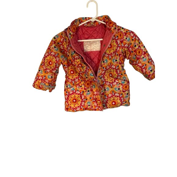 Hanna Andersson Girls Colorful Floral Quilted Jacket Size 90 size 3 Snap & Zip C - Picture 5 of 7